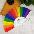 Ladies Rainbow Fan Lightweight Paper Folding Fan with Wooden Handle