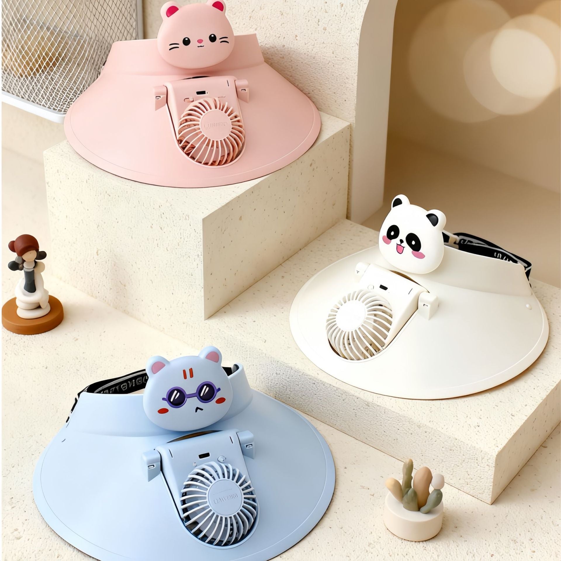 Portable Personal Fan with Cute Animal Design Lightweight Quiet Operation for Women