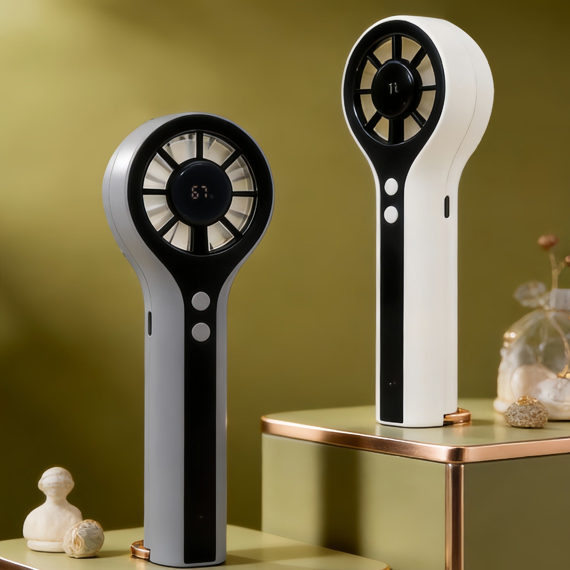 Portable Hand Fan USB Rechargeable with Variable Speed and Digital Display Compact Lightweight