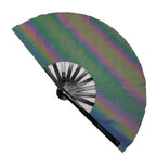Ladies Fan Lightweight Fabric Colorful Geometric Design Portable Handheld