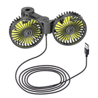 Dual-Head USB Rechargeable Personal Cooling Fan Portable Adjustable Speed Compact