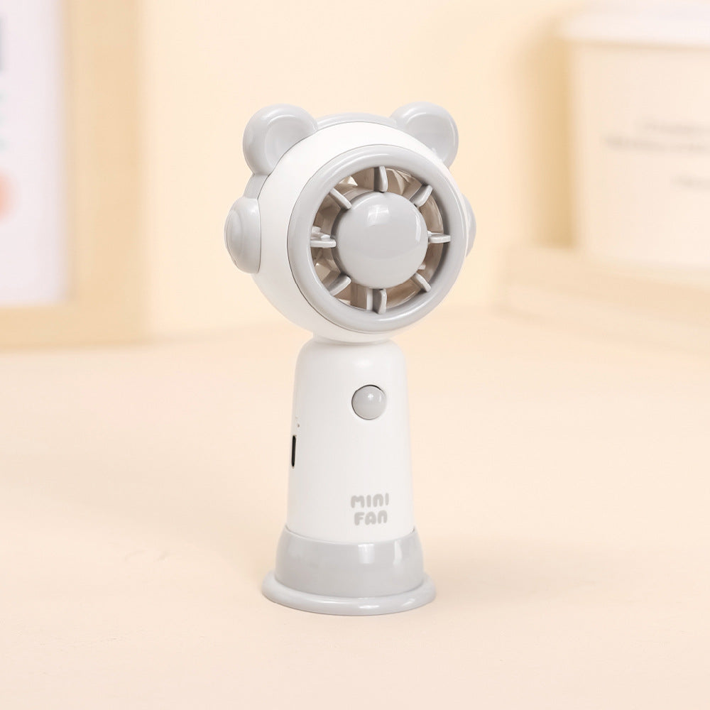 Mini Rechargeable Handheld Fan Bear-Themed Portable Quiet Personal Fan