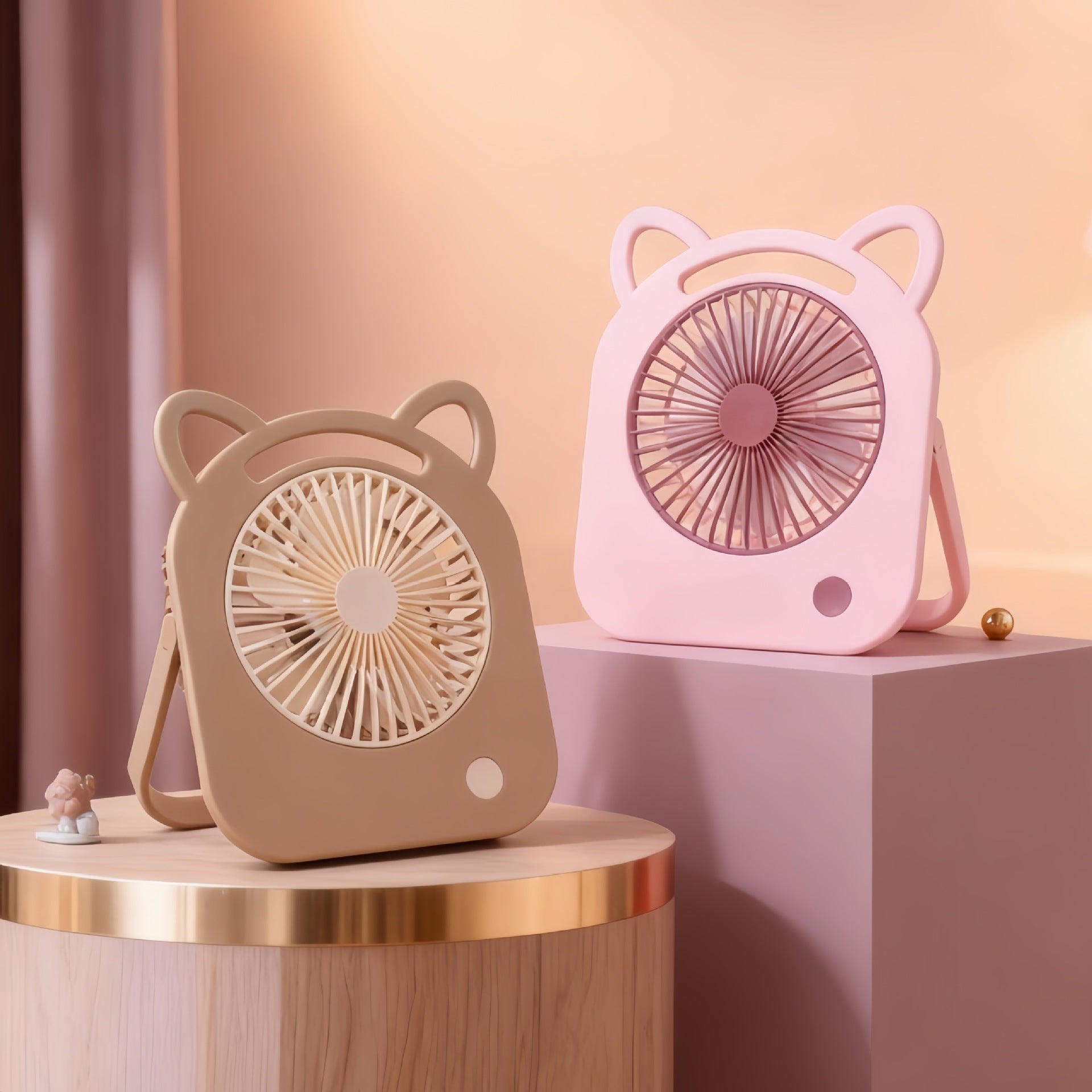 Portable Mini Fan Cute Cat Design Compact Quiet Personal Handheld Battery Operated