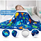 Children's Blanket Cotton Dinosaur Design Blue Cozy Bed Throw