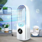 Bladeless Evaporative Tower Fan and Humidifier with Touch LED Display and Brushless Motor