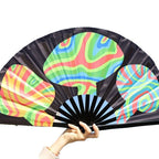 Ladies Folding Fan Colorful Butterfly and Lip Print Motif Lightweight Accessory