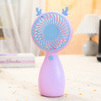 Portable Table Fan Rechargeable Quiet Compact Desk Fan with Cute Ears for Home Office