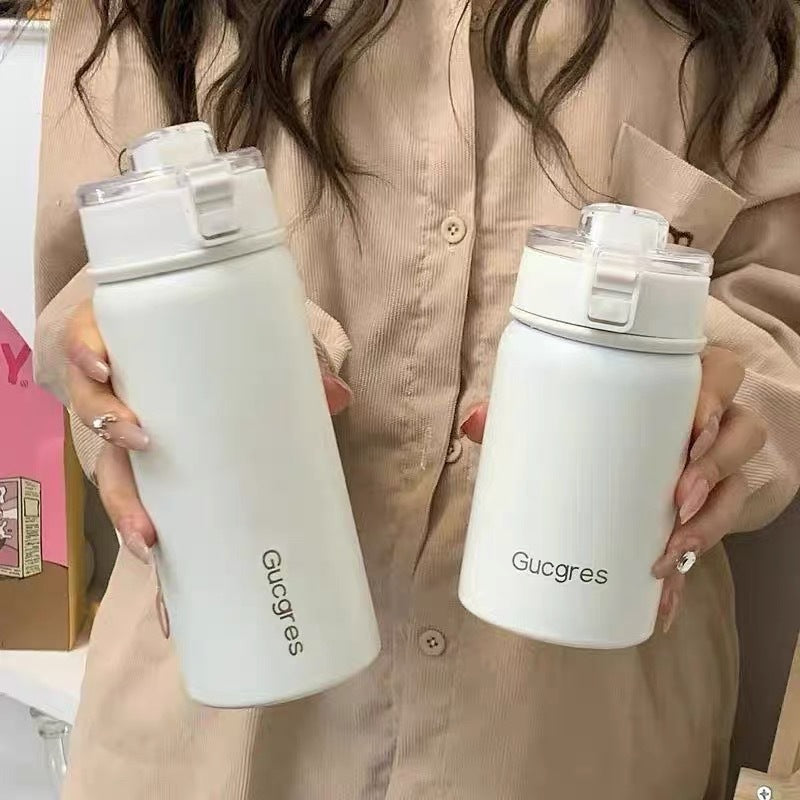 Insulated Stainless Steel Drinking Vessel with Flip Lid for Women