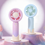 Women Portable Mini Fan with LED Light USB Rechargeable Compact Handheld Fan