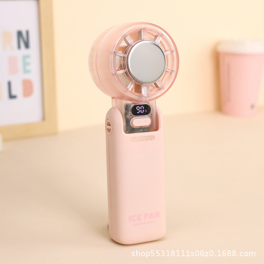 Rechargeable Handheld Fan with Ice Cooling Function Portable Digital Display