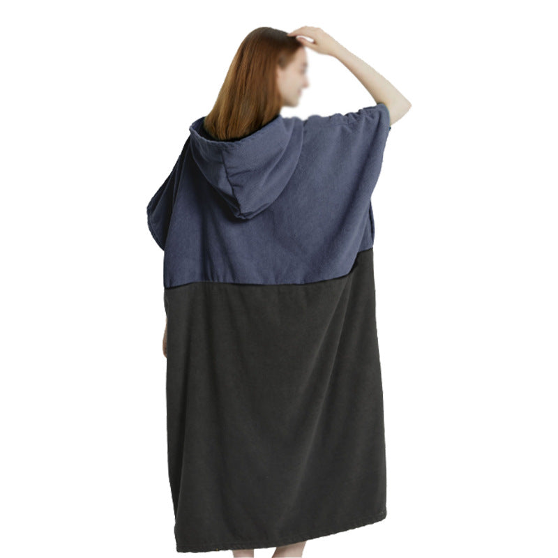 Women's Hooded Poncho Soft Microfiber Fabric with Hood and Pockets Cozy Relaxed Fit