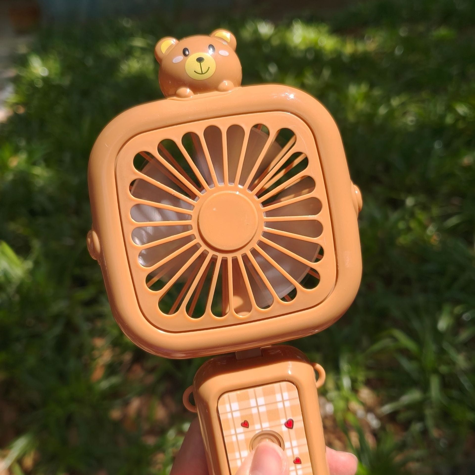 Portable Mini Fan with Cute Animal Bear Design Rechargeable Handheld Quiet Operation