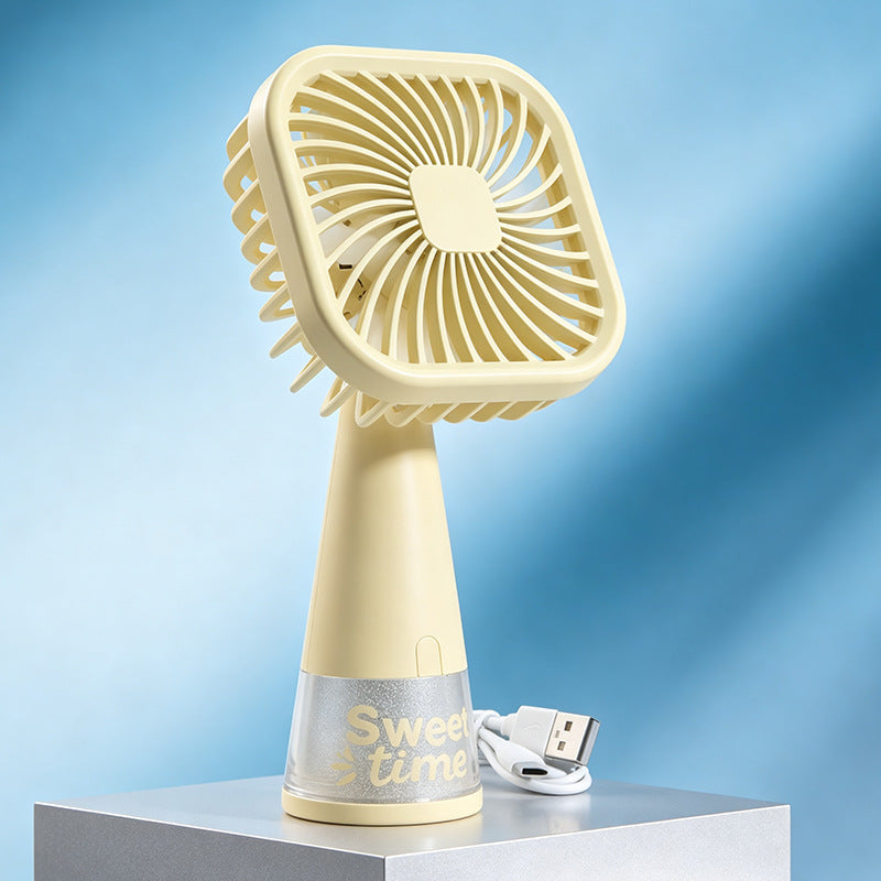 USB Rechargeable Mini Handheld Fan with Adjustable Tilt Head and Removable Stand