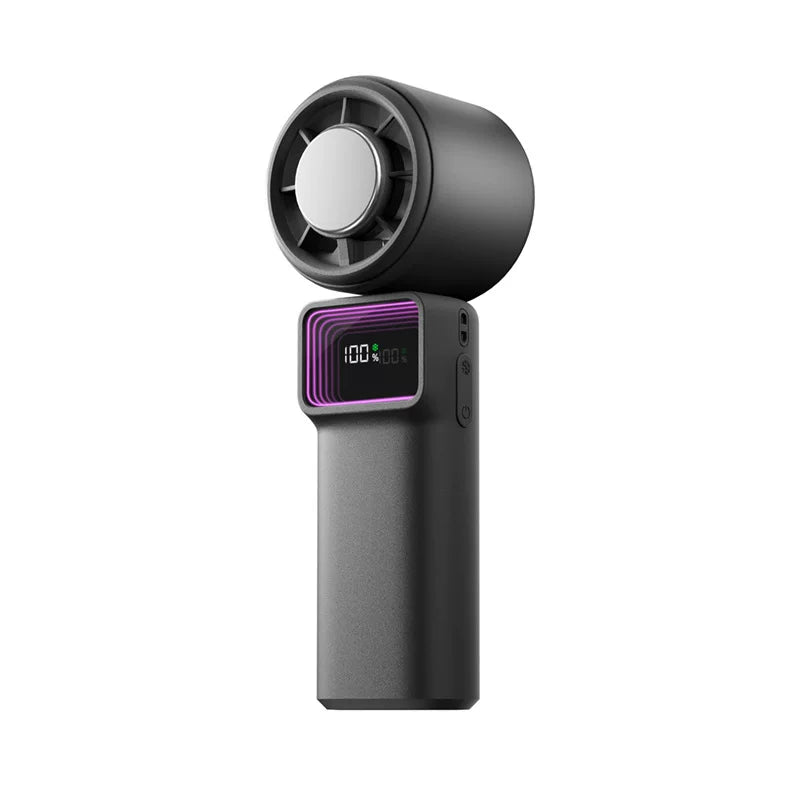 Portable Folding Fan USB-C Rechargeable with LED Display Stepless Speed Control and Desktop Base