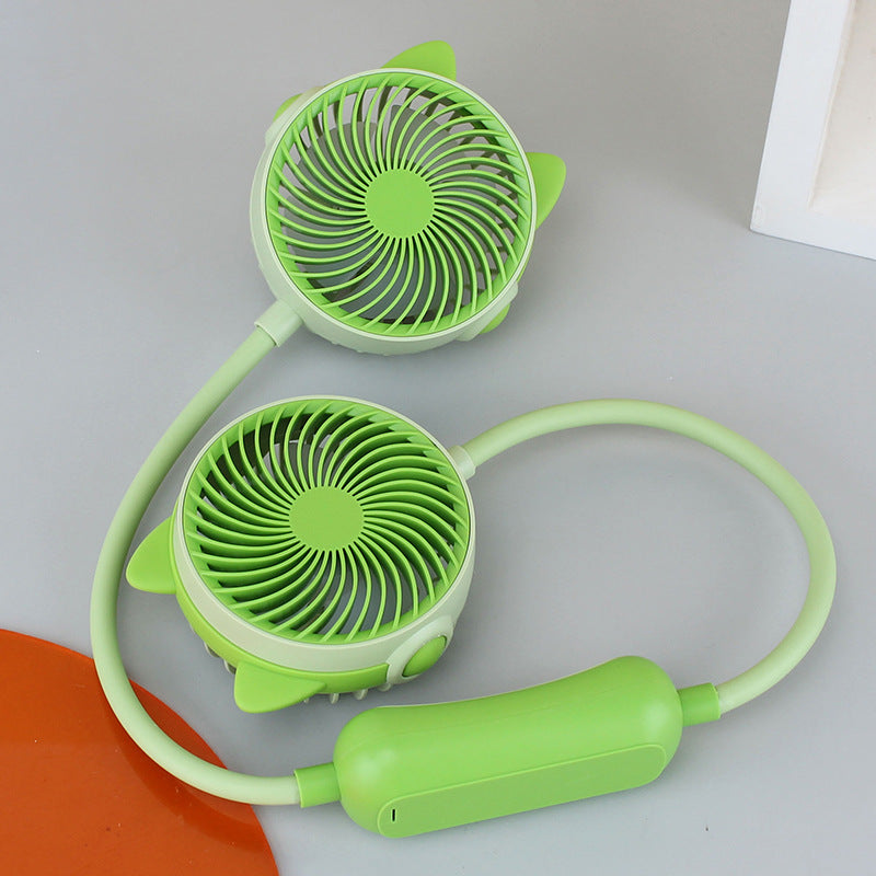 Portable Double Neck Fan with Flexible Gooseneck, Rechargeable Quiet USB Travel Fan