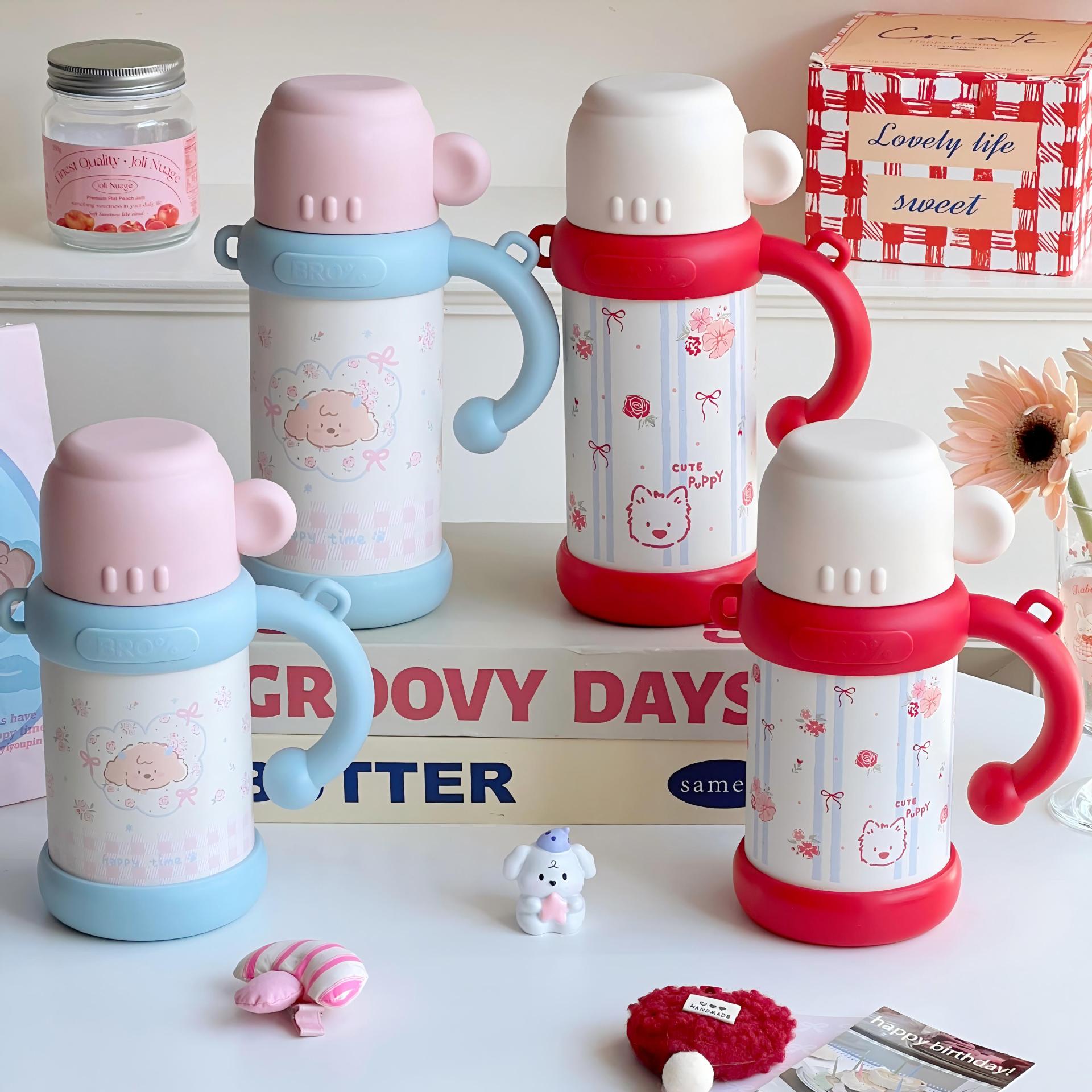 Insulated Floral Pattern Thermos Bottle for Women Leak-Proof Travel Water Flask