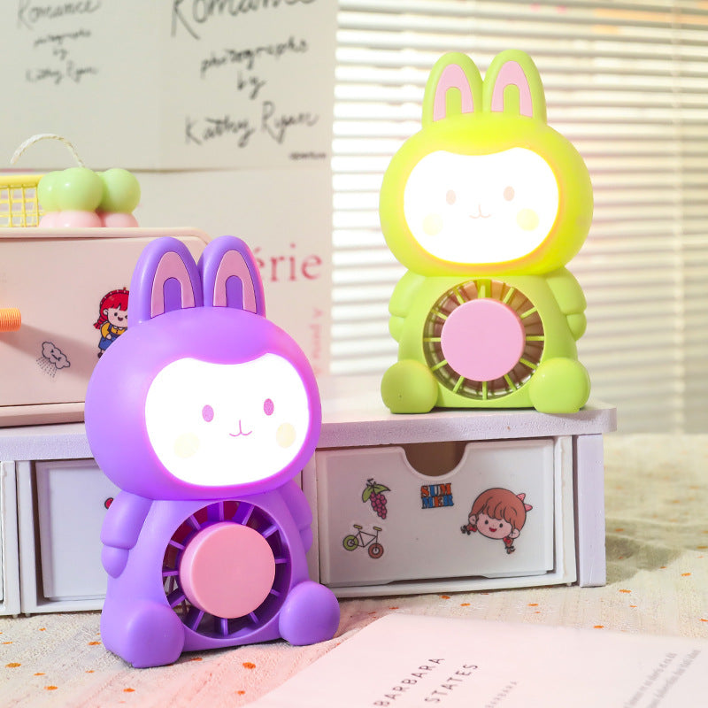 Portable USB Mini Fan Cute Rabbit Design Adjustable Speed Quiet Operation