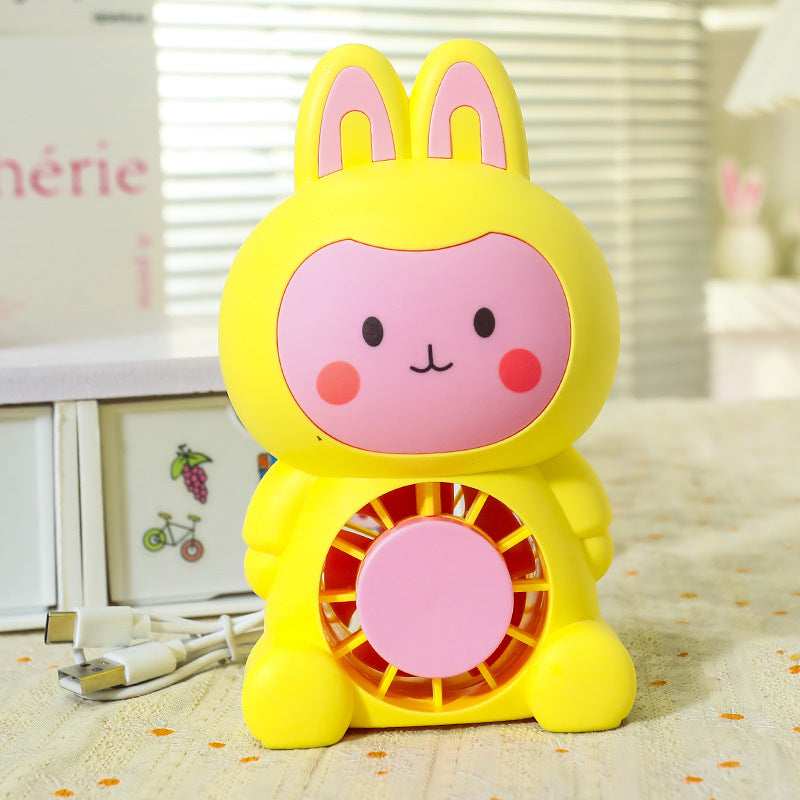 Portable USB Mini Fan Cute Rabbit Design Adjustable Speed Quiet Operation