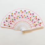 Handcrafted Ladies Fan with Exquisite Embroidery Lightweight Fabric Cooling Accessory