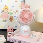 Portable Mini Handheld Fan with Playful Cat Design Lightweight Rechargeable Personal Cooling Fan