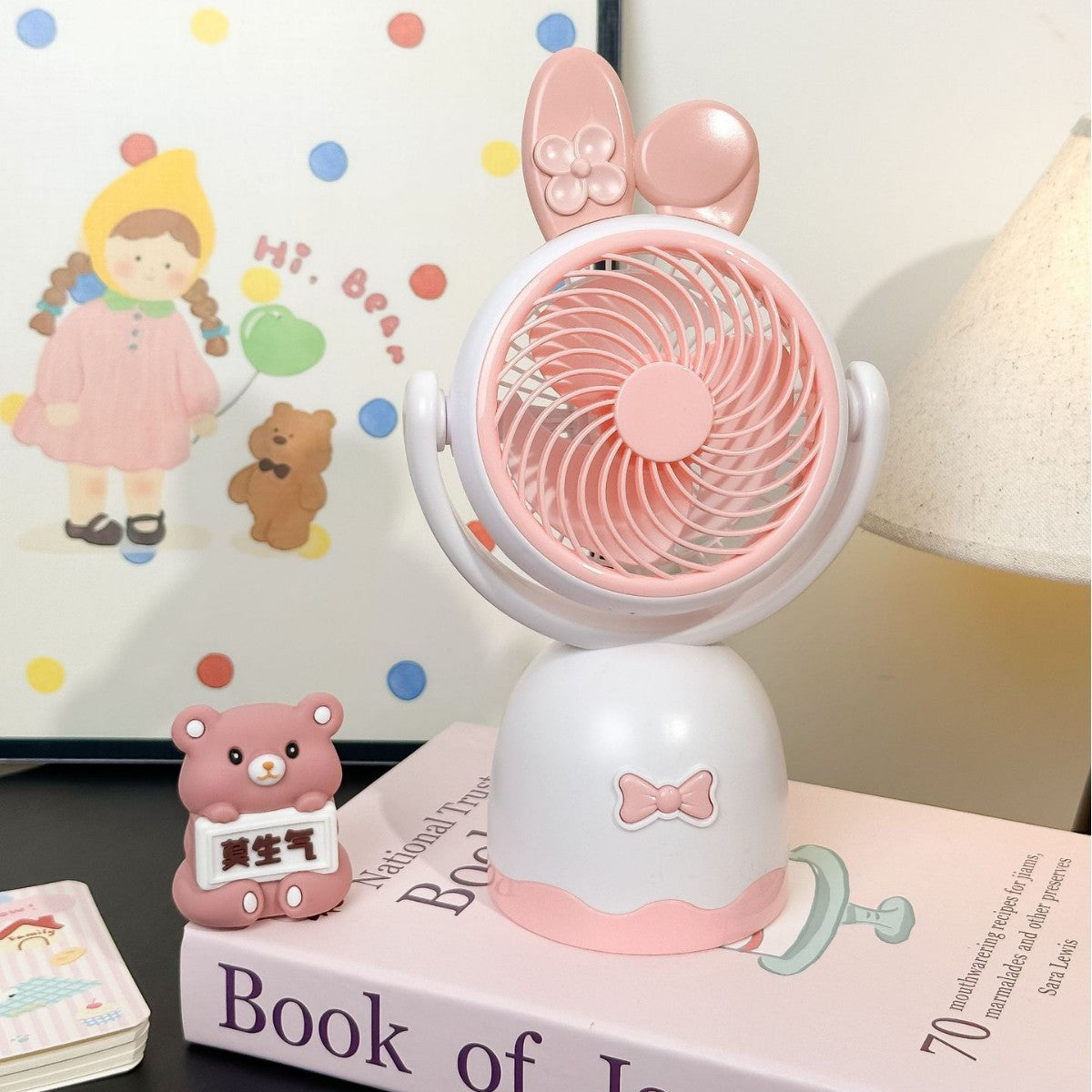 Portable Mini Handheld Fan with Playful Cat Design Lightweight Rechargeable Personal Cooling Fan