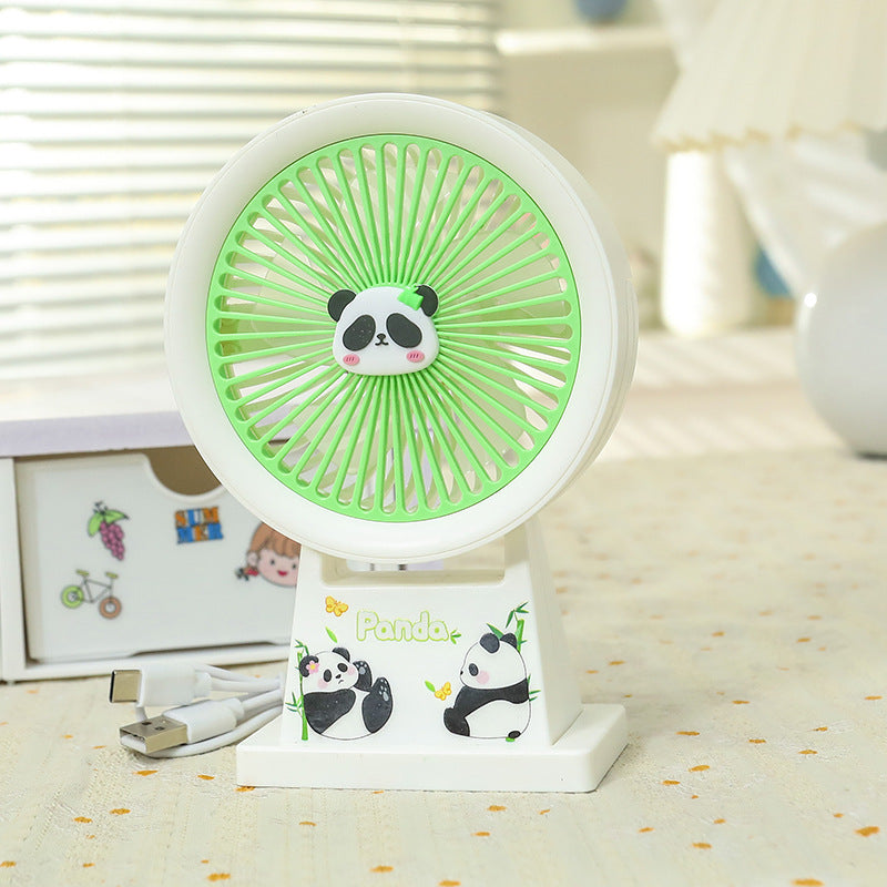 Portable Mini Fan USB Rechargeable Quiet Desk Fan with Panda Design Lightweight and Adjustable Tilt