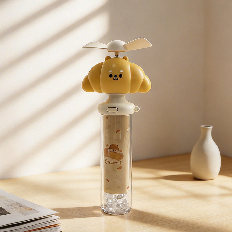 Rechargeable Portable Handheld Fan with Soft Blades and Cute Animal Head Design