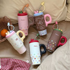 Women’s Multifunctional Drink Jug BPA-Free Floral Pattern Hot and Cold Beverage Pitcher with Handle