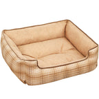 Unisex Pet Bed Soft Plush Lining Ergonomic Raised Edge Removable Cover