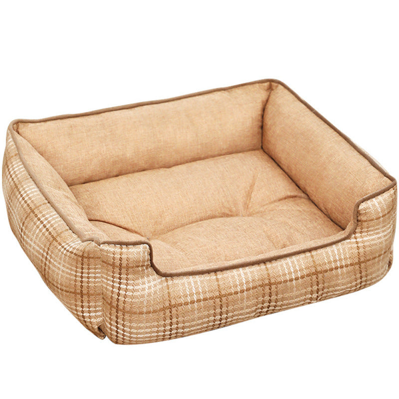 Unisex Pet Bed Soft Plush Lining Ergonomic Raised Edge Removable Cover