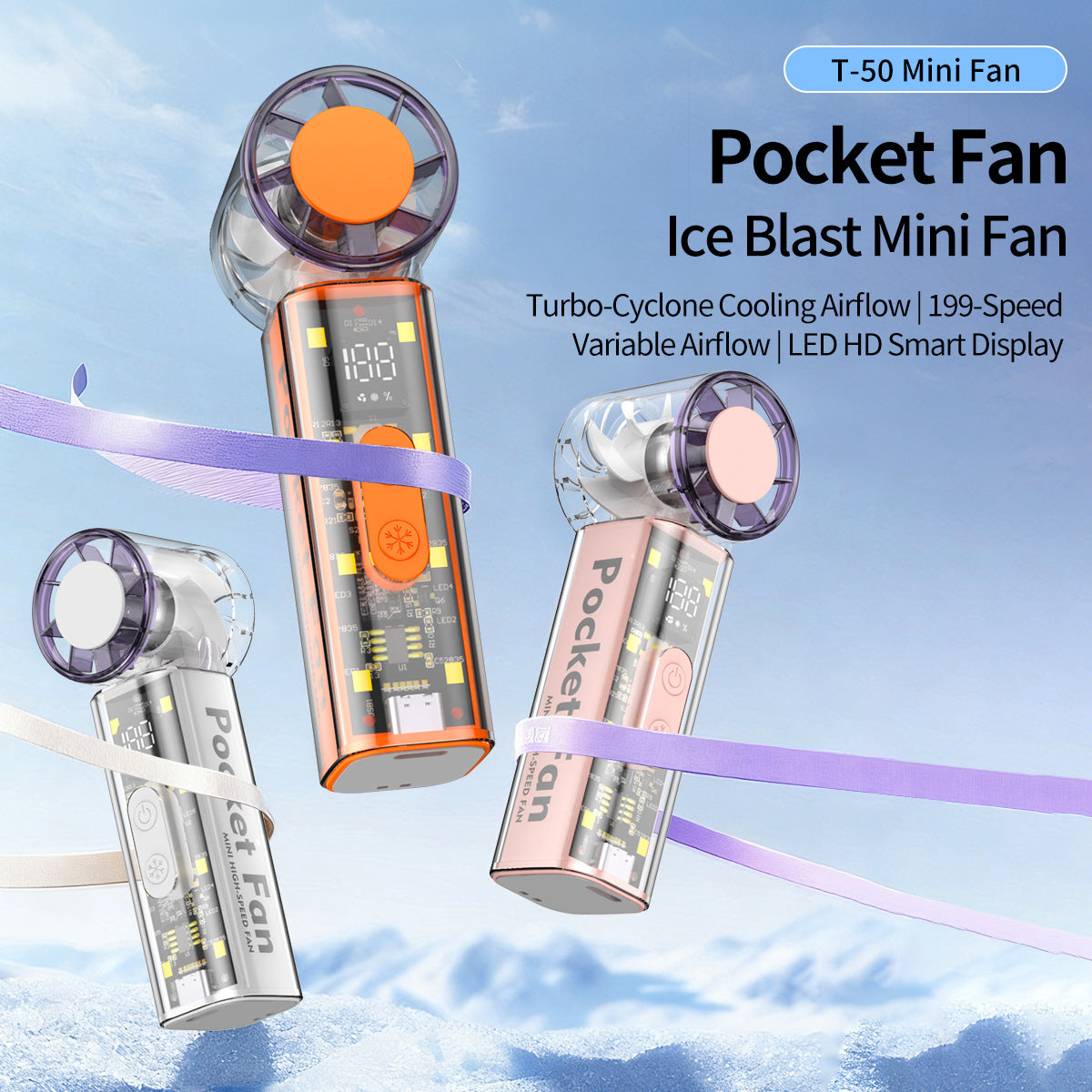 Portable High-Speed Mini Fan with LED Display and Night Light Compact Handheld Fan
