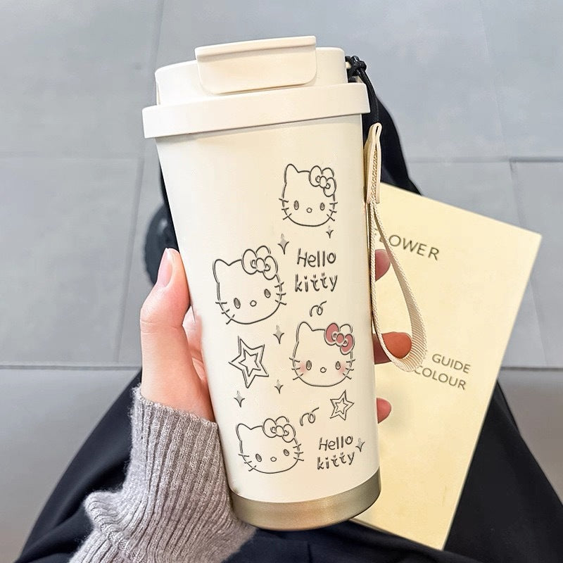 Ladies Insulated Travel Cup Double-Walled BPA-Free Plastic with Animal Motif and Carry Handle