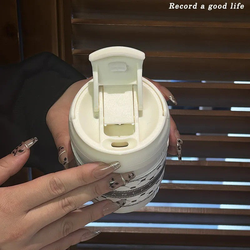 Women’s Insulated Drinking Cup BPA-Free Plastic Double-Walled One-Touch Closure Leak-Proof