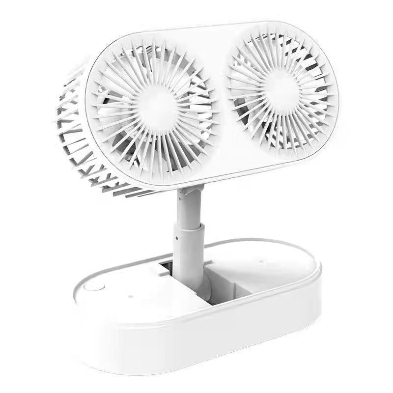 Dual-Blade Rotary Cooling Fan Adjustable Height Portable Quiet Operation for Indoor Outdoor Use