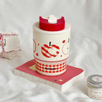 Ladies Insulated Travel Mug with Cheerful Apple Design Leak-Proof Hot Cold Cup