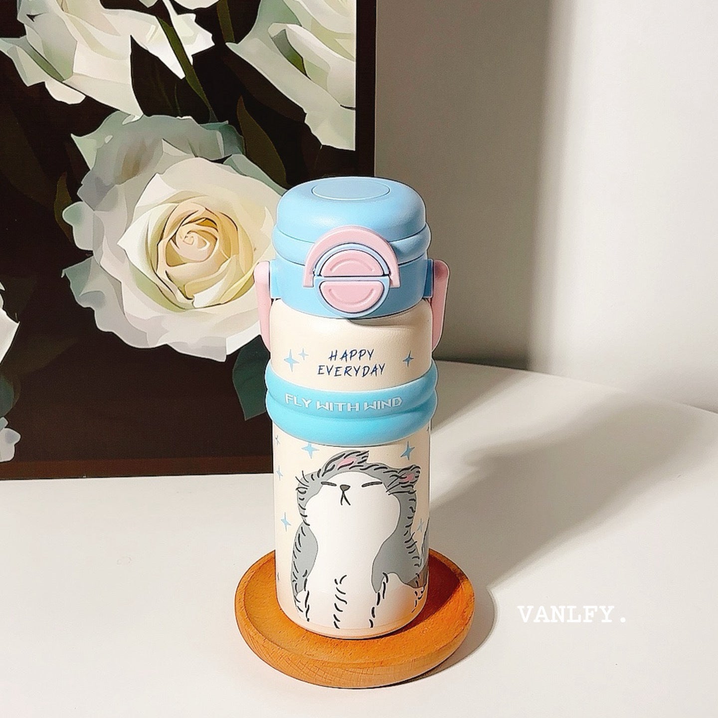 Women’s Insulated BPA-Free Plastic Water Bottle with Flip Cap and Cute Animal Design