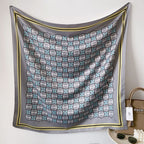 Women's Silk Scarf Botanical Pattern Soft Lightweight Elegant Neck Scarf Hairband Accessory