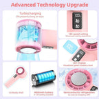 Women Multifunctional Hand Fan Portable Rechargeable Digital Display Pink Compact