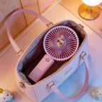 Portable Rechargeable Hand Fan for Women with Playful Horse Motif Multiple Speeds Compact Design
