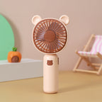 Ladies Hand Fan Portable USB Rechargeable Cute Bear Design 3-Speed Cooling