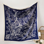 Women's Silk Scarf Botanical Pattern Soft Lightweight Elegant Neck Scarf Hairband Accessory