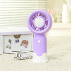 Unisex portable rechargeable USB hand fan with child-safe bear design, removable stand and quiet motor