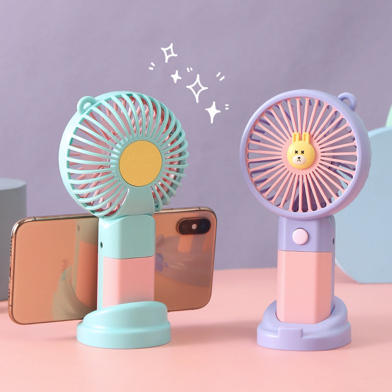 Portable Handheld Fan USB Rechargeable Cute Animal Design Lightweight Compact