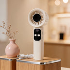 Mini Handheld Bladeless Fan USB Rechargeable Digital Display Portable Cooler