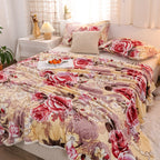 Ladies Fleece Blanket Soft Warm Floral Pattern Cozy Throw Blanket