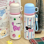 Insulated Stainless Steel Water Bottle with Colorful Polka Dot Pattern for Women