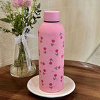 Insulated Stainless Steel Water Bottle for Women Floral Design Leak-Proof Screw Cap