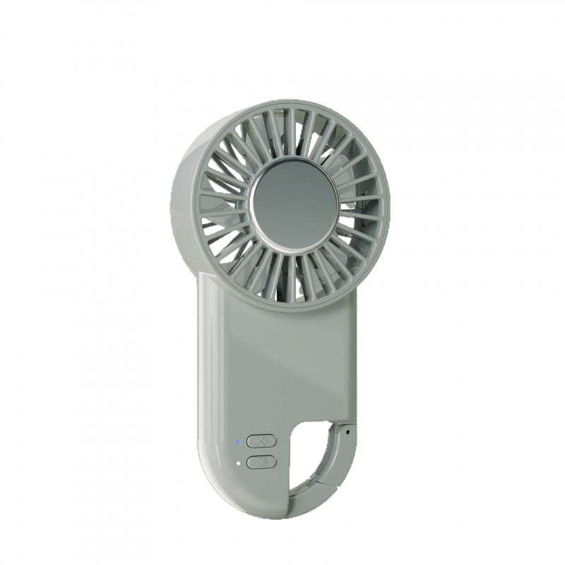 Portable Handheld Cooling Fan with Mirror Rechargeable Battery Adjustable Speeds Compact Lightweight