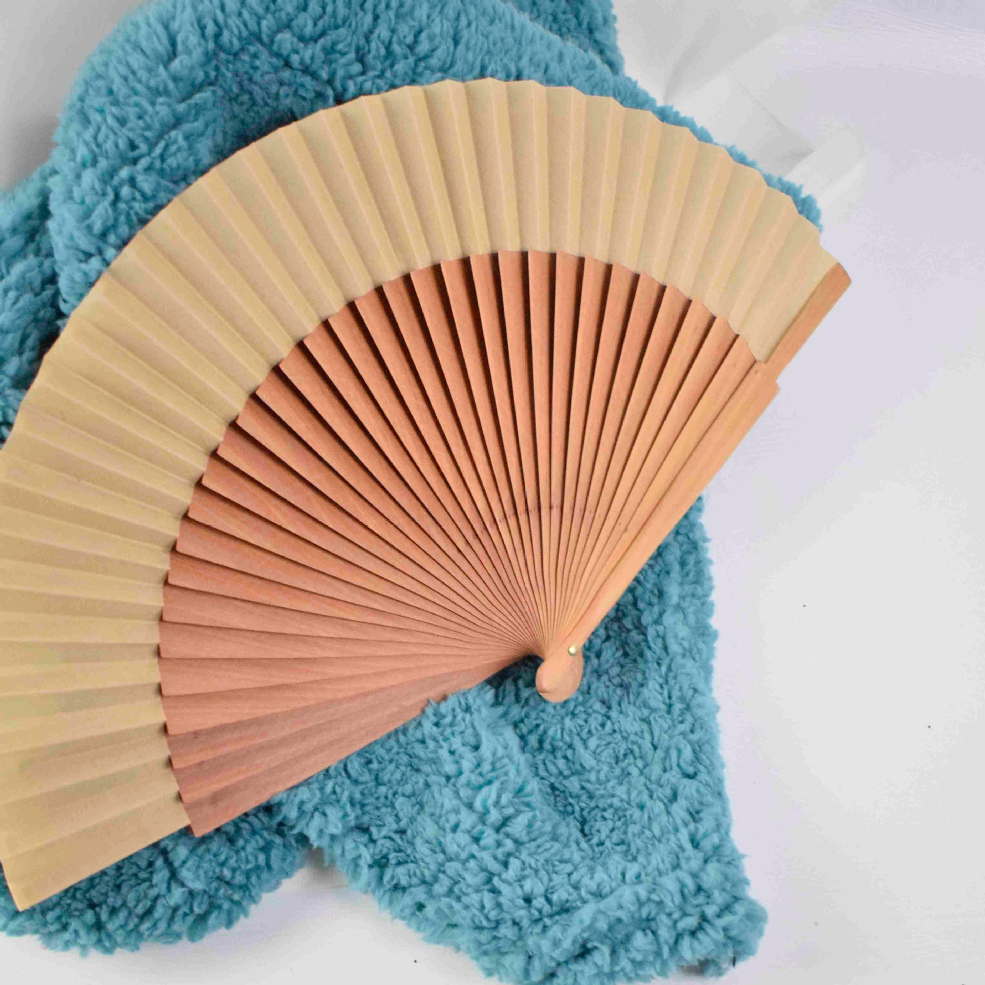 Ladies Elegant Hand Fan Eco-Friendly Paper Wooden Frame Lightweight Portable