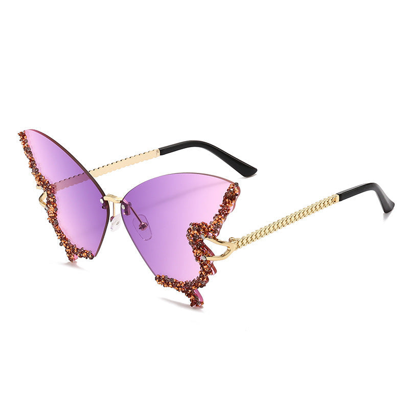 Women’s Butterfly Sunglasses with Sparkling Stones Green Accents UV Protection Lightweight